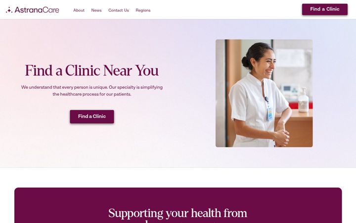 Screenshot of astranacare.com