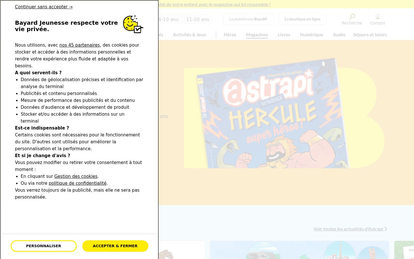 Screenshot of the consent banner shown before any interaction