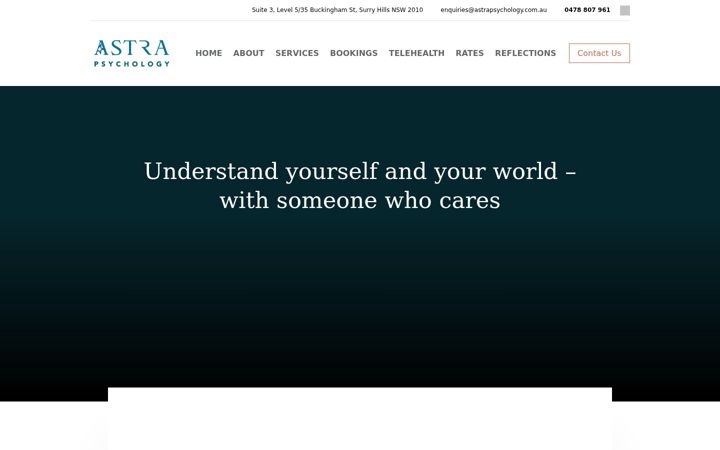Zrzut ekranu astrapsychology.com.au
