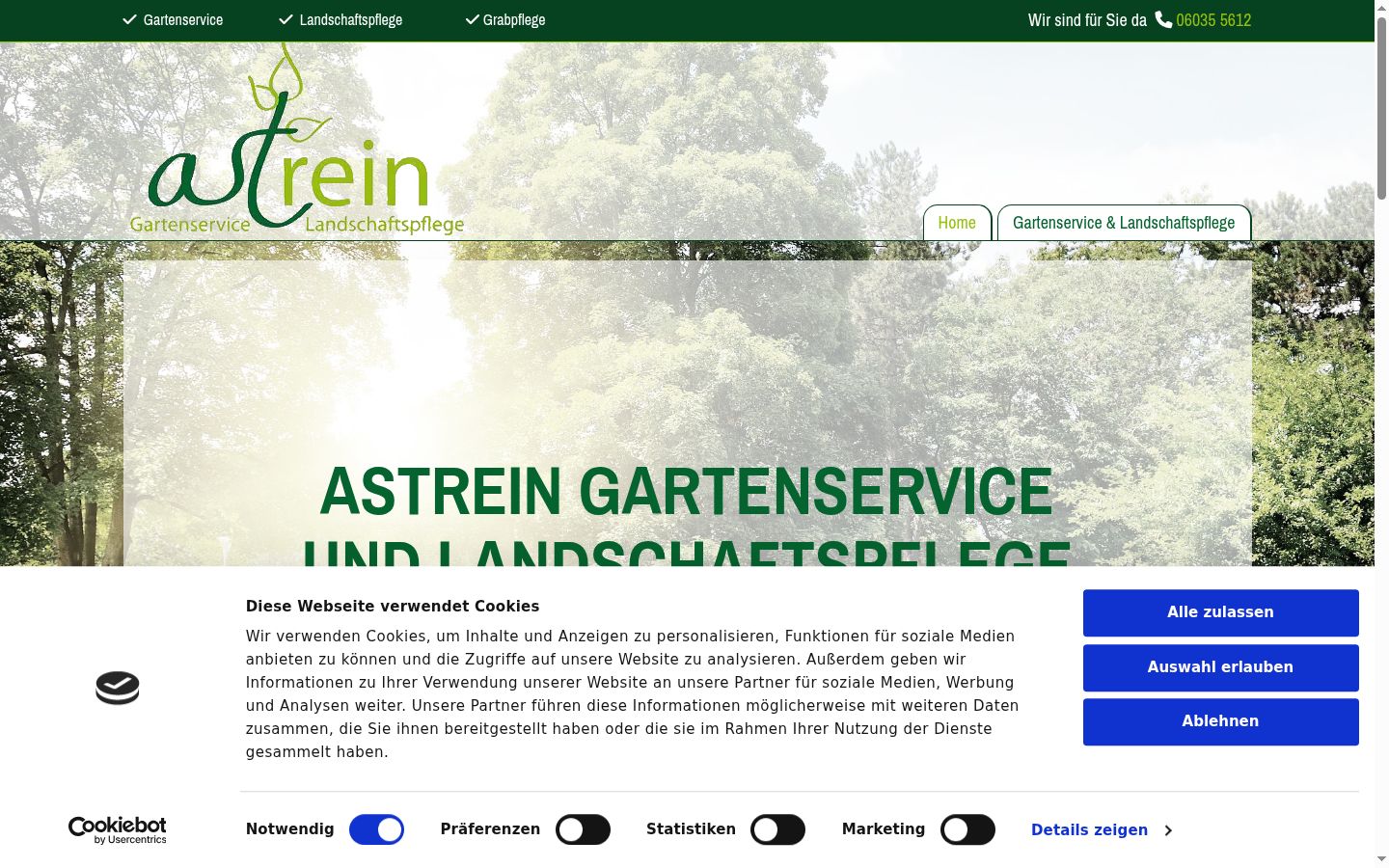 Screenshot des Einwilligungsbanners vor jeglicher Interaktion