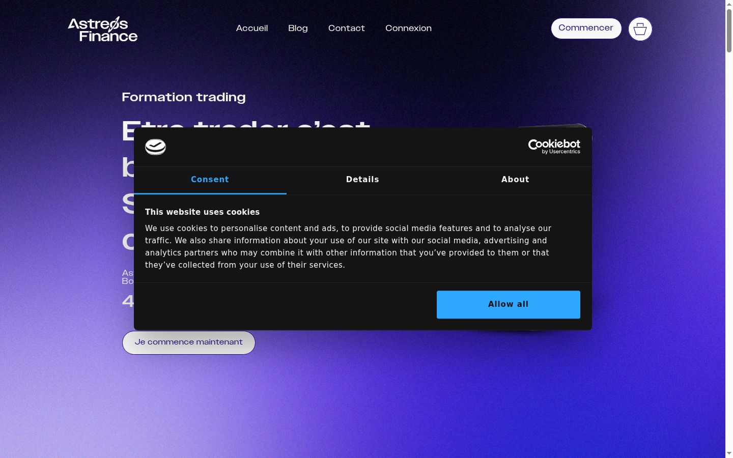Screenshot of the consent banner shown before any interaction