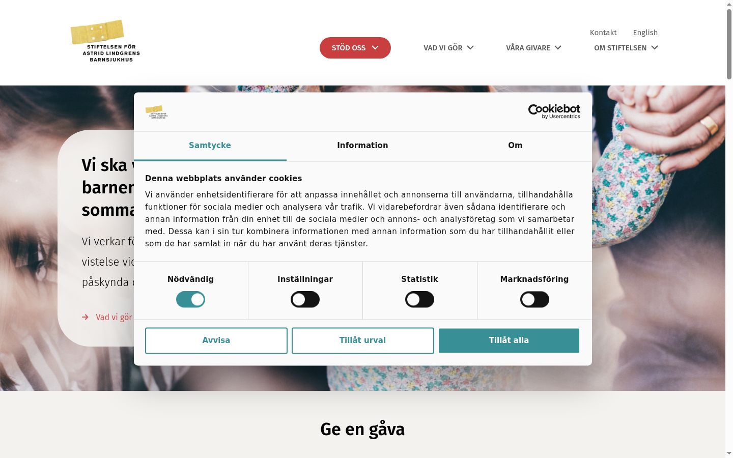 Screenshot del banner di consenso mostrato prima di qualsiasi interazione