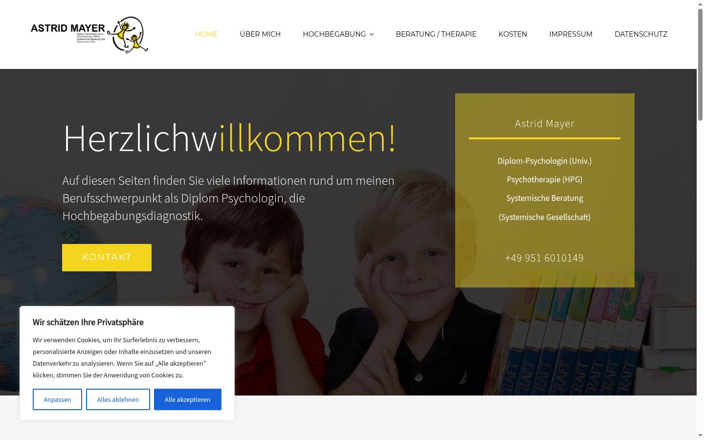 Screenshot des Einwilligungsbanners vor jeglicher Interaktion