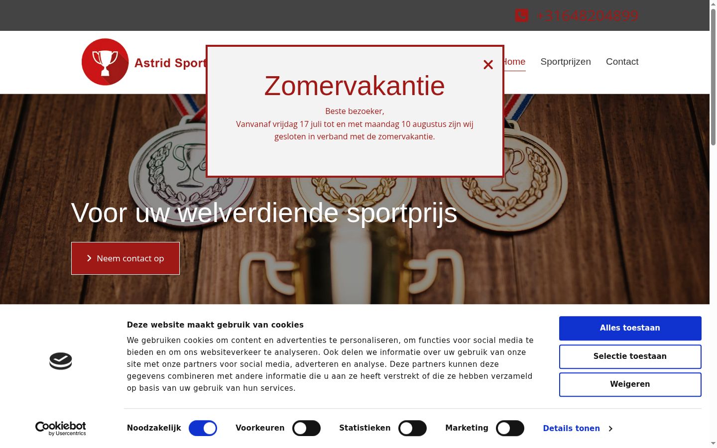 Screenshot del banner di consenso mostrato prima di qualsiasi interazione