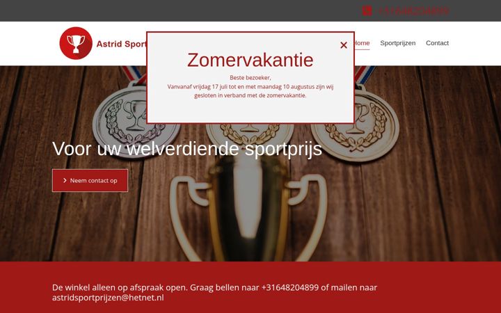 Screenshot of astridsportprijzen.nl