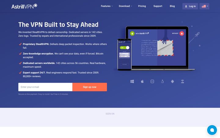 Screenshot of astrill.com