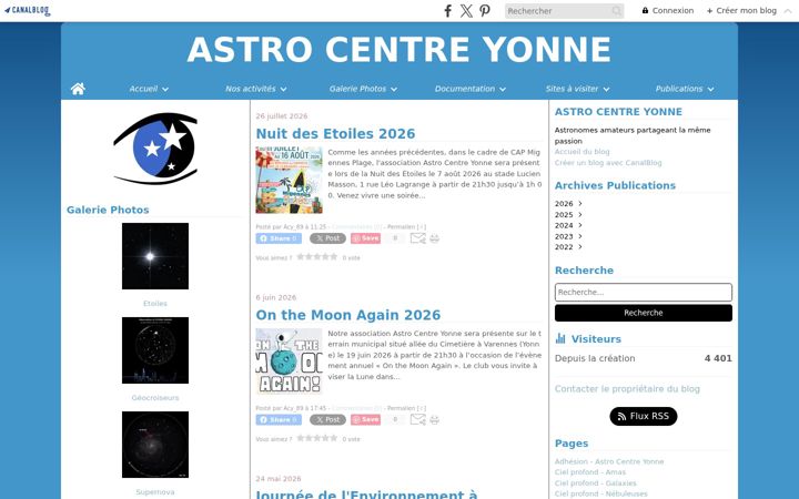 Screenshot of astro-centre-yonne.fr