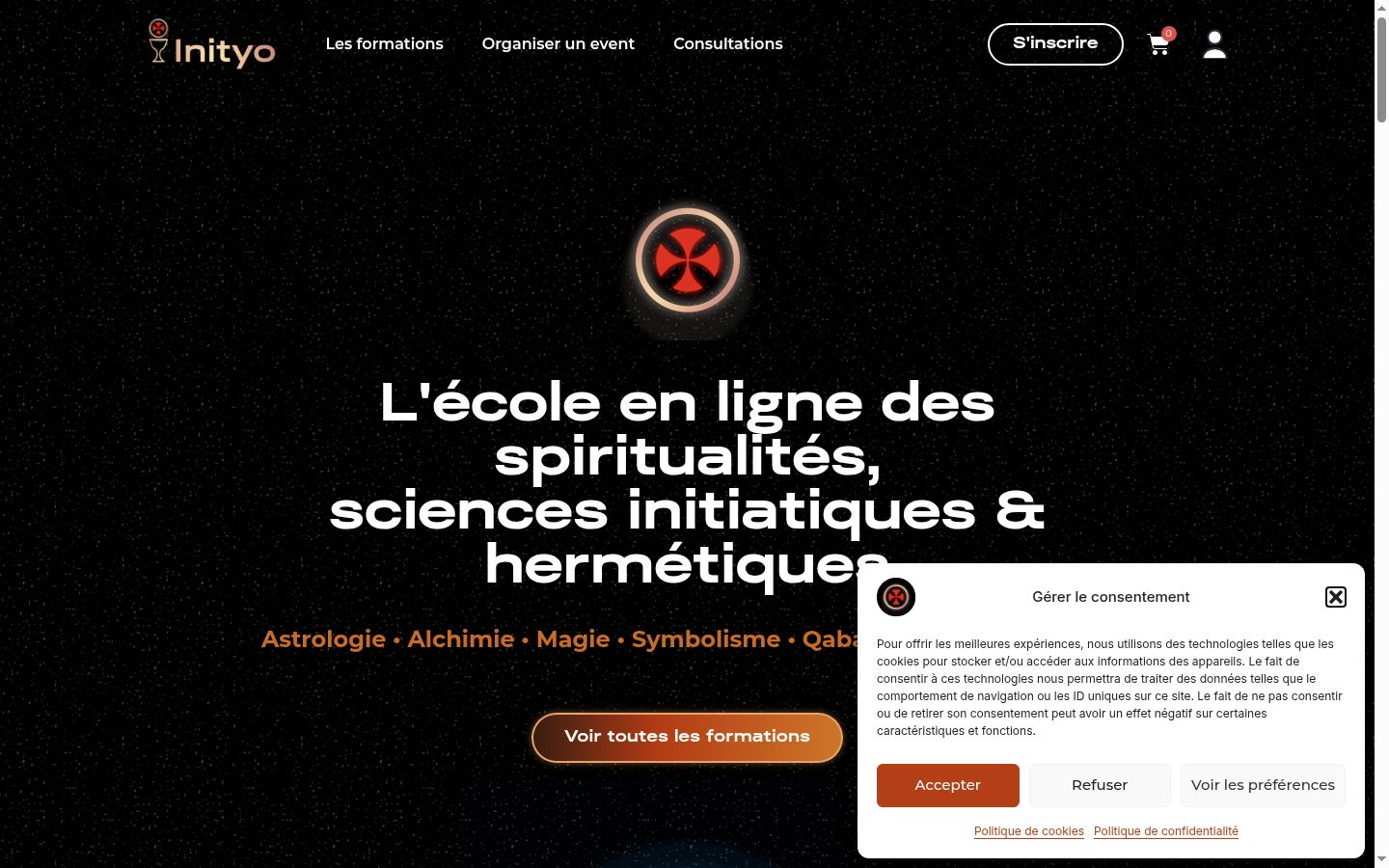 Screenshot del banner di consenso mostrato prima di qualsiasi interazione