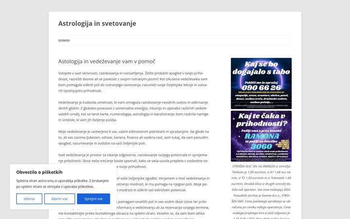 Snimka zaslona za astro-sms.si