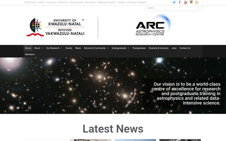 Ekrano kopija astro.ukzn.ac.za