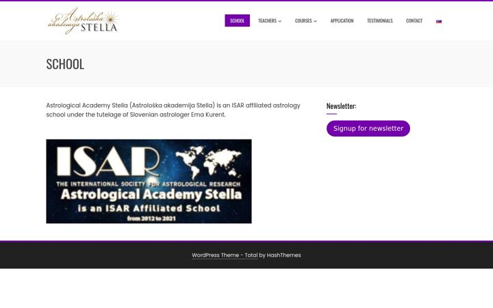Snimka zaslona za astroakademija.si