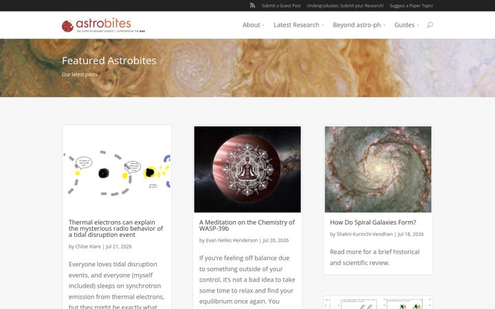 Screenshot of astrobites.org