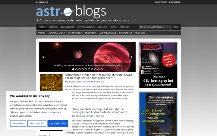 Snímek obrazovky astroblogs.nl