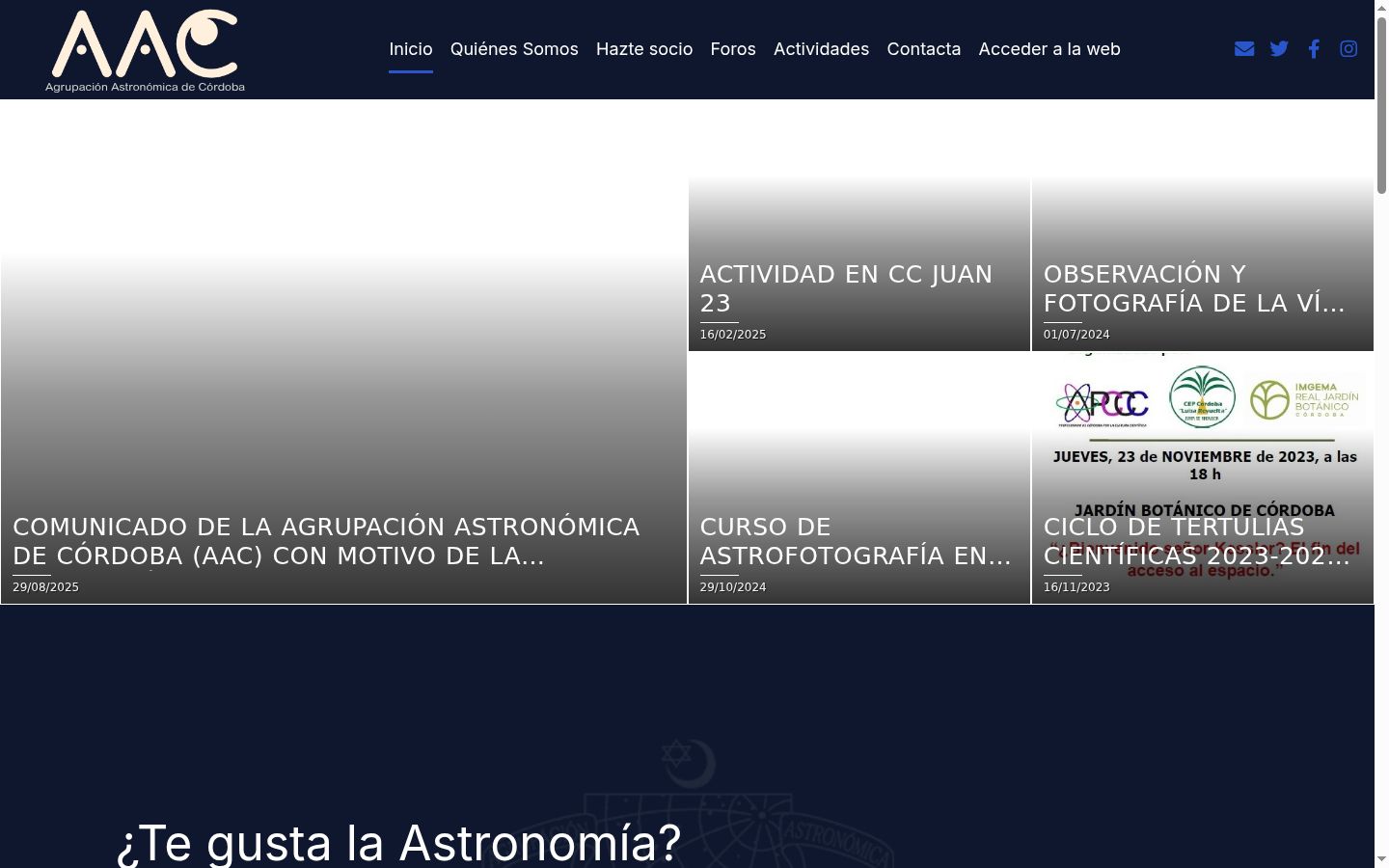 Captura de pantalla del banner de consentimiento mostrado antes de cualquier interacción