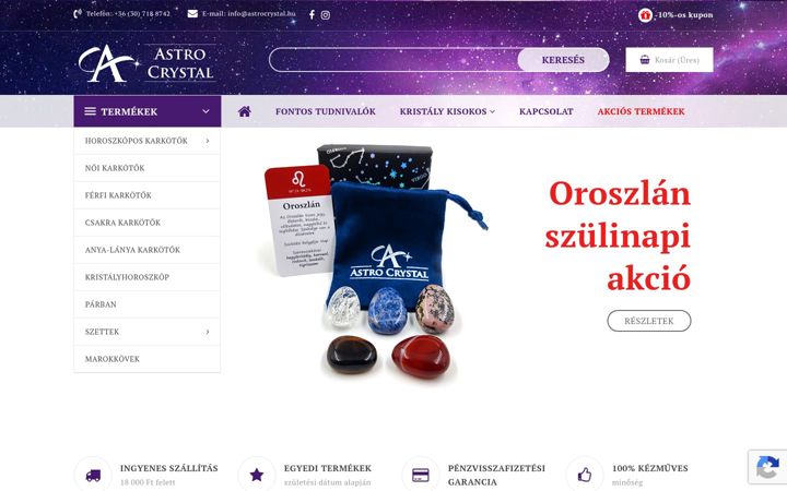 Screenshot of astrocrystal.hu