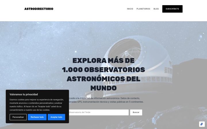 Snímek obrazovky astrodirectorio.com