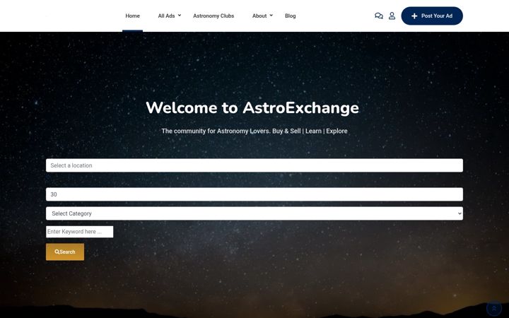 Screenshot von astroexchange.co.uk