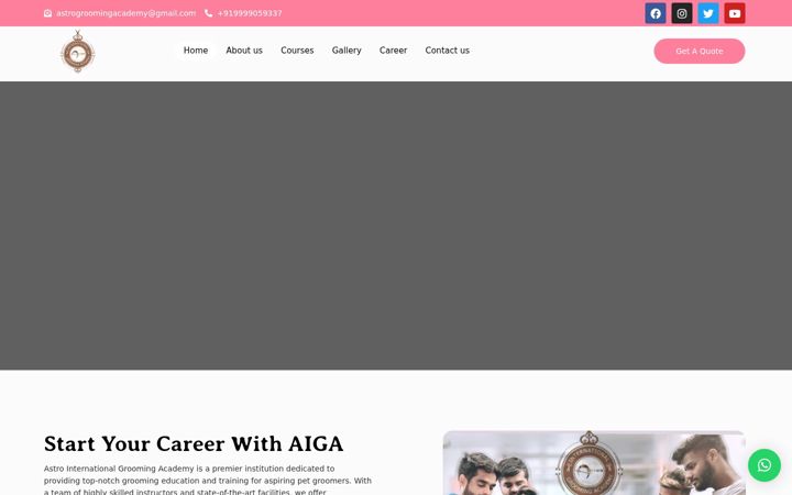 Screenshot of astrogroomingacademy.com