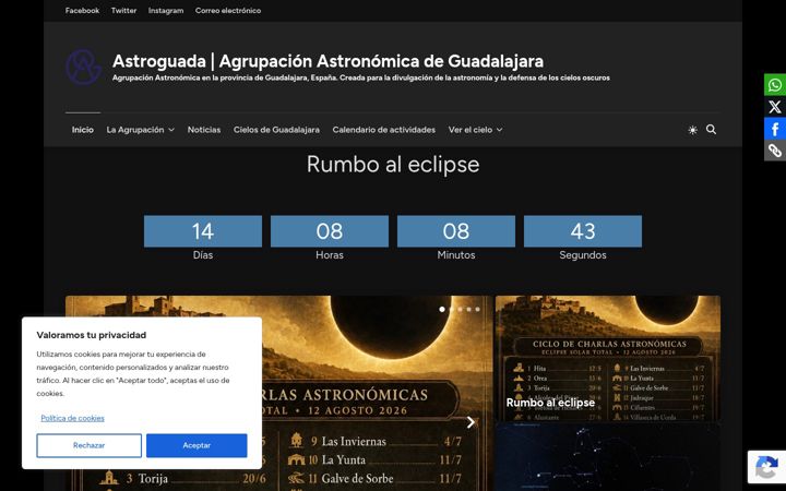 Snímek obrazovky astroguada.com