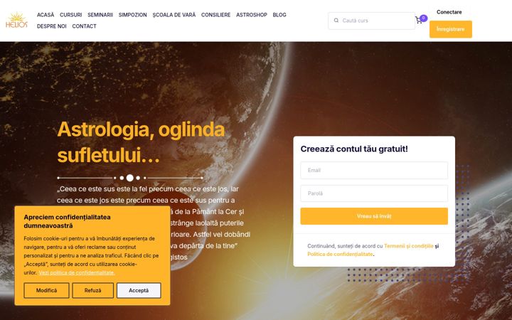 Screenshot of astrohelios.ro