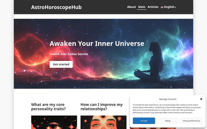Screenshot of astrohoroscopehub.com