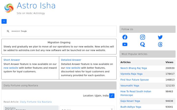 Screenshot of astroisha.com