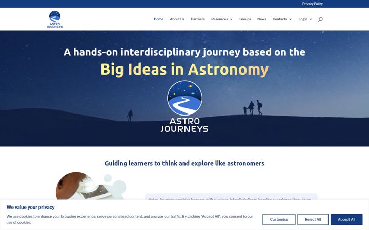 Skjámynd af astrojourneys.eu