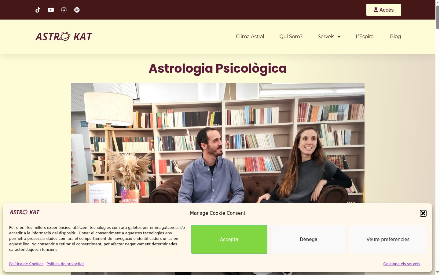 Screenshot del banner di consenso mostrato prima di qualsiasi interazione