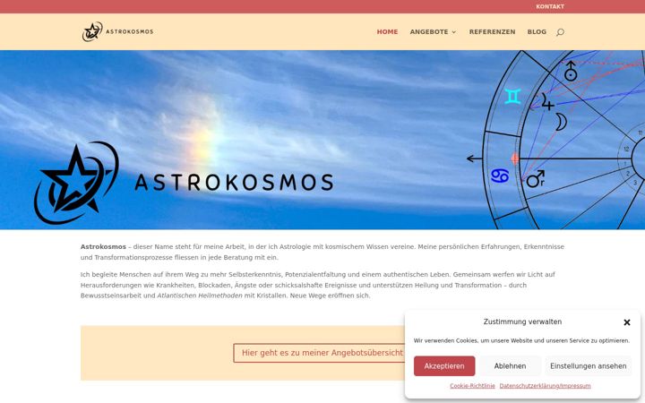 Screenshot von astrokosmos.ch