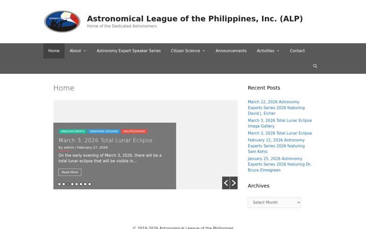 Screenshot of astroleaguephils.org