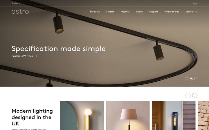 Screenshot of astrolighting.com