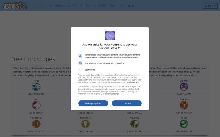 Screenshot of astrolis.com
