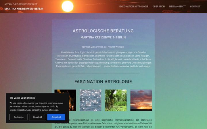 Ekrano kopija astrologie-bewusstsein.de