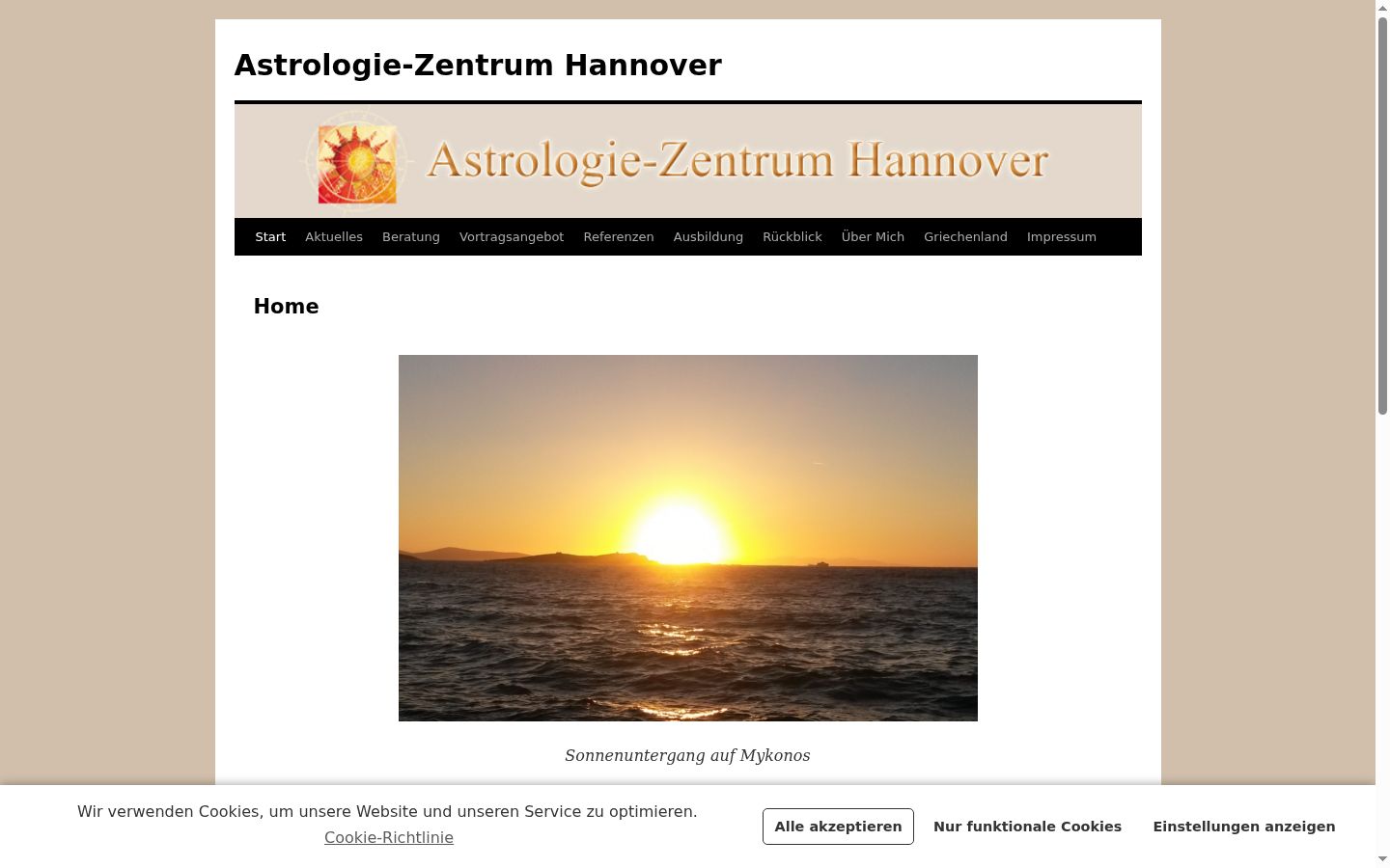 Screenshot des Einwilligungsbanners vor jeglicher Interaktion