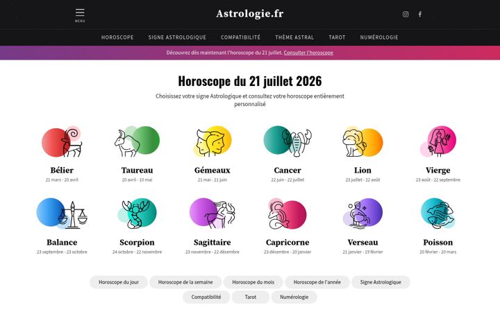 Snímek obrazovky astrologie.fr