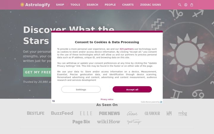 Képernyőkép: astrologify.com