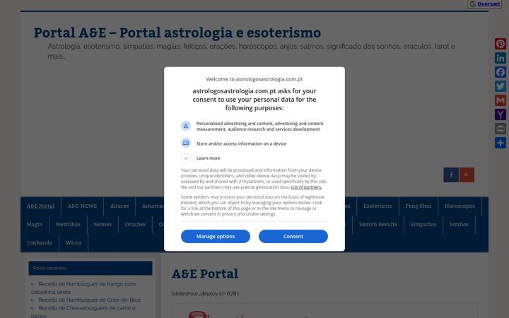 Zrzut ekranu astrologosastrologia.com.pt