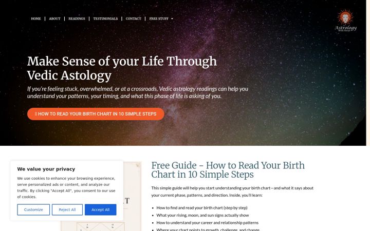 Screenshot of astrologywithsurya.com