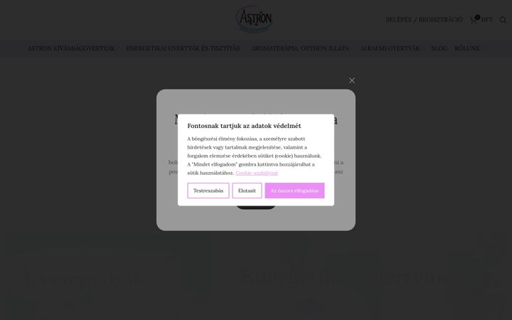 Kuvakaappaus sivustosta astron-gyertyak.hu