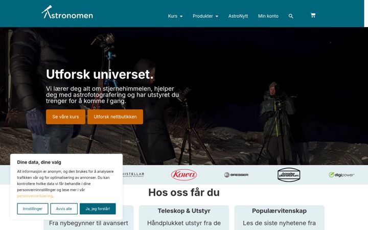 Screenshot stránky astronomen.no
