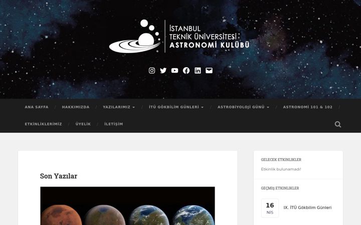 Kuvakaappaus sivustosta astronomi.itu.edu.tr