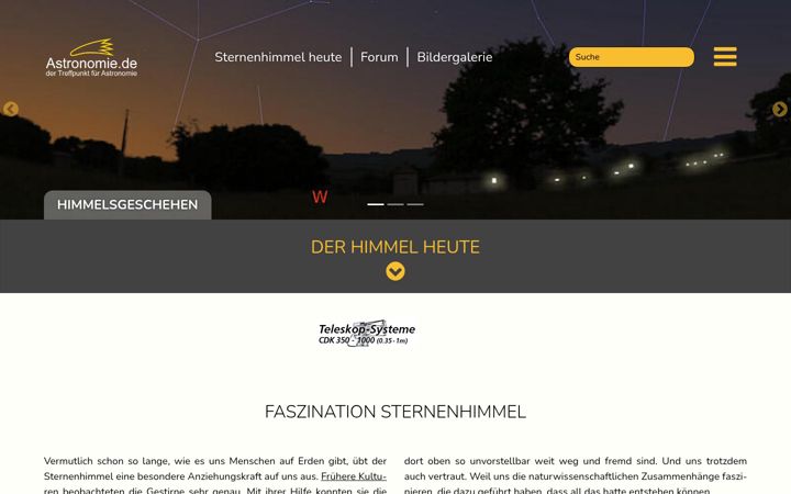 Screenshot of astronomie.de