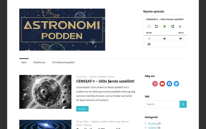 Screenshot stránky astronomipodden.no
