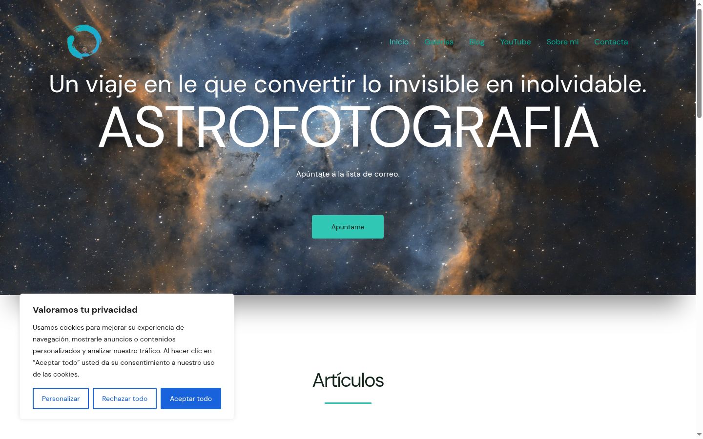 Screenshot del banner di consenso mostrato prima di qualsiasi interazione
