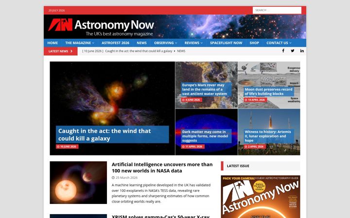 Screenshot of astronomynow.com