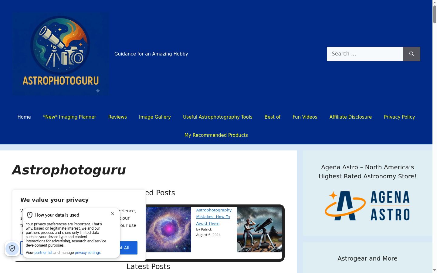 Screenshot of the consent banner shown before any interaction