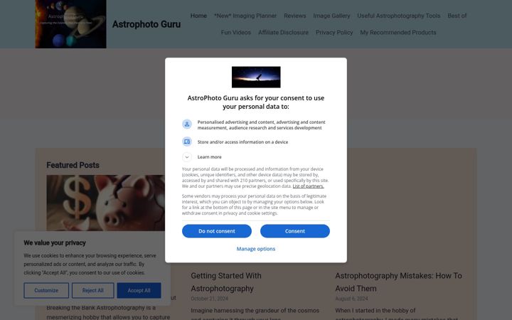Screenshot of astrophotoguru.com