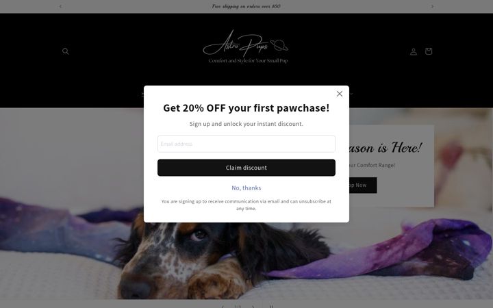 Snímek obrazovky astropups.com.au