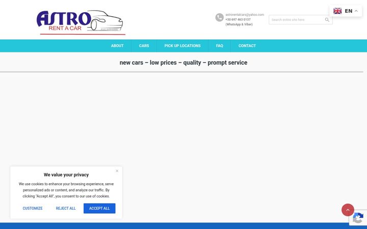 Screenshot ta' astrorentalcars.com