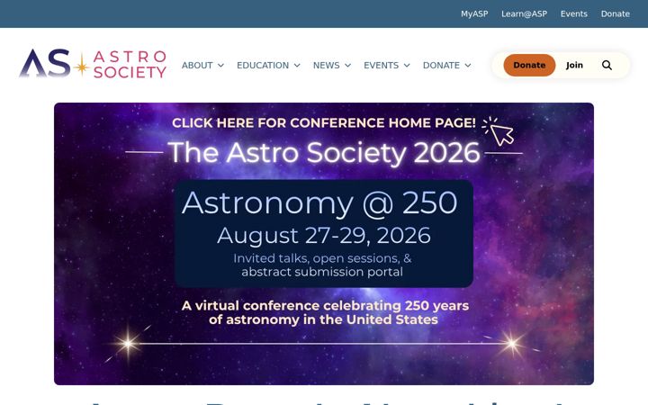 Snímek obrazovky astrosociety.org